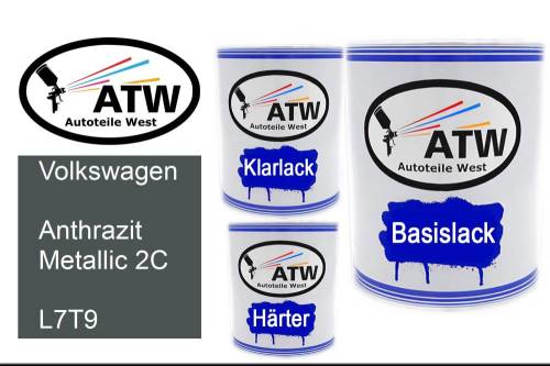 Volkswagen, Anthrazit Metallic 2C, L7T9: 1L Lackdose + 1L Klarlack + 500ml Härter - Set, von ATW Autoteile West.